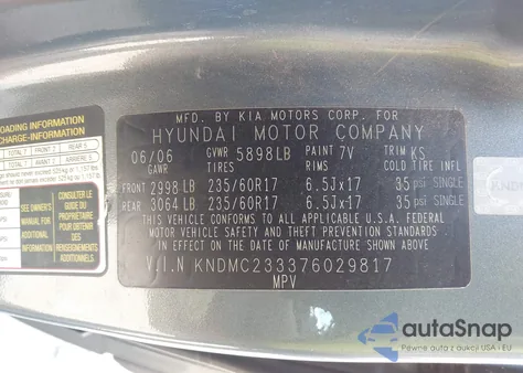 2007 Hyundai Entourage Gls/Limited/Se from USA, damaged, VIN KNDMC233376029817
